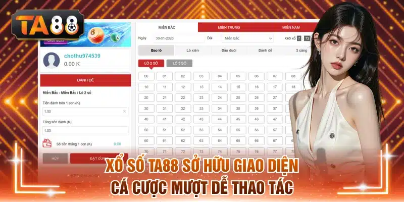 Xổ số TA88 sở hữu giao diện cá cược mượt dễ thao tác